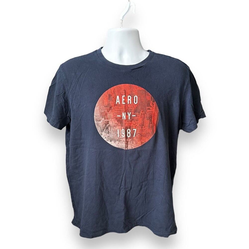 Aeropostale Navy Blue Short Sleeve Youth Boys Unisex T-shirt Red NY 1987 Large